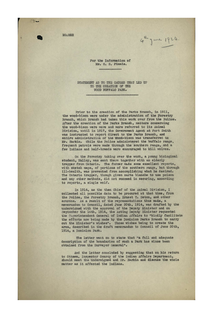 Cover of Archive Document 3.2 - Statement as to the Causes that Led Up to the Creation of the Wood Buffalo Park, Maxwell Graham,  4th June 1924